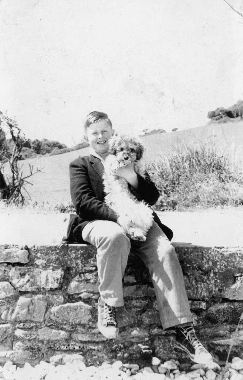 Adrian and puppy Nikki- Broadsands- Churston Ferrers- 1958